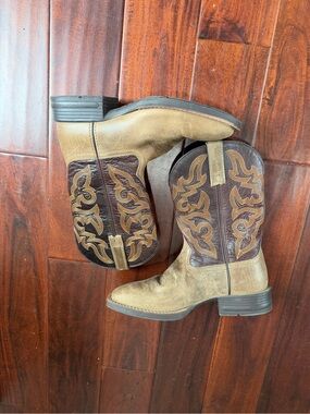 Men's Two-Tone Tan & Brown Western Cowboy Boots